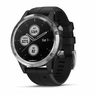 Мультиспортивные часы Garmin FENIX 5 PLUS серебристый с черным ремешком